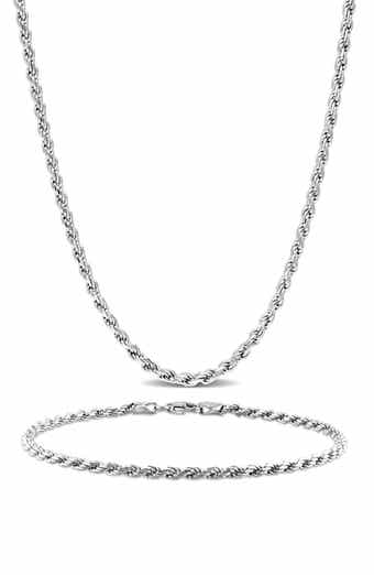 DELMAR Men's Rope Chain Necklace & Bracelet Set