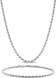 DELMAR Men's Rope Chain Necklace & Bracelet Set