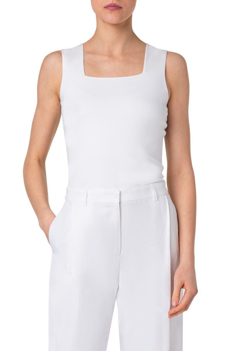 Akris punto Square Neck Tank, Main, color, Cream