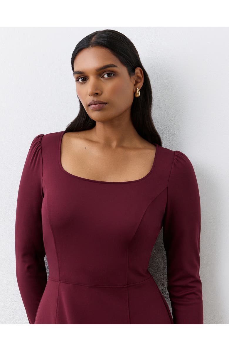 Finery London Kelly Ponte Jersey Midi Dress, Alternate, color, Burgundy