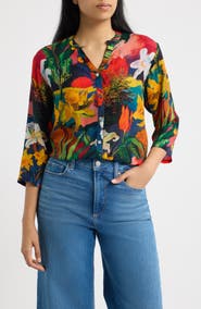 APNY Mandarin Collar Three-Quarter Sleeve Shirt
