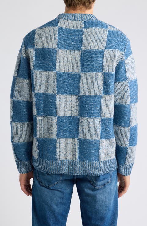 Checkered Wool Crewneck Sweater