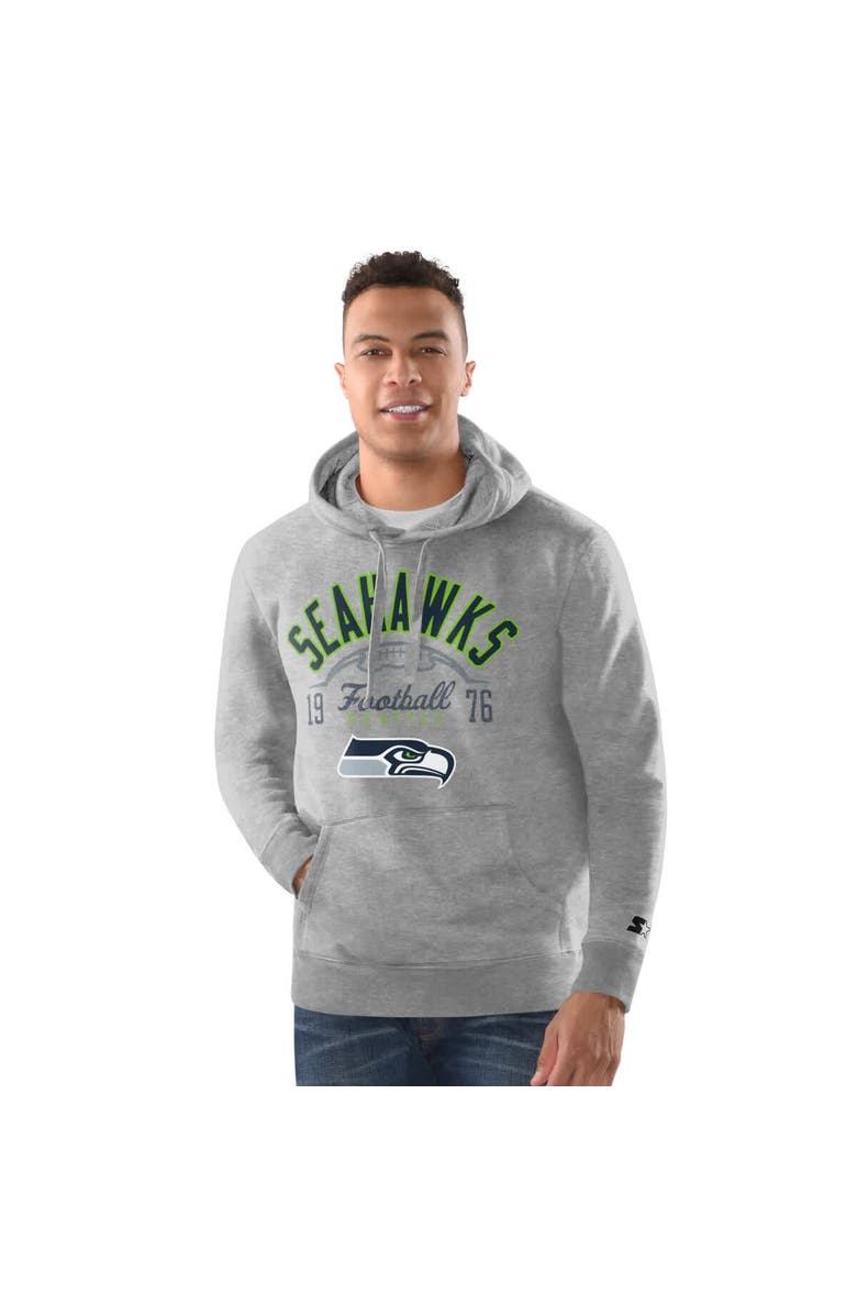 STARTER Men's Starter Heather Gray Seattle Seahawks Pullover Hoodie, Main, color, Heather Gray