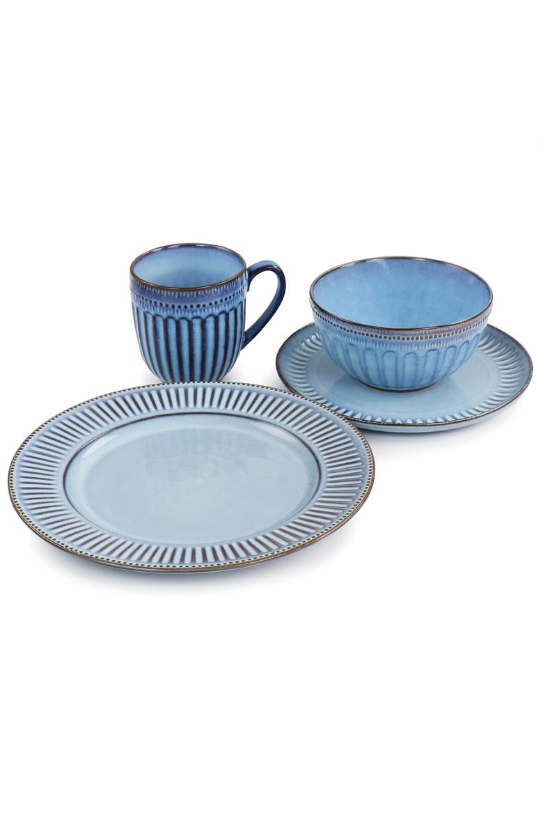 Mendocino 16 Piece Stoneware Dinnerware Set, Alternate, color, Blue
