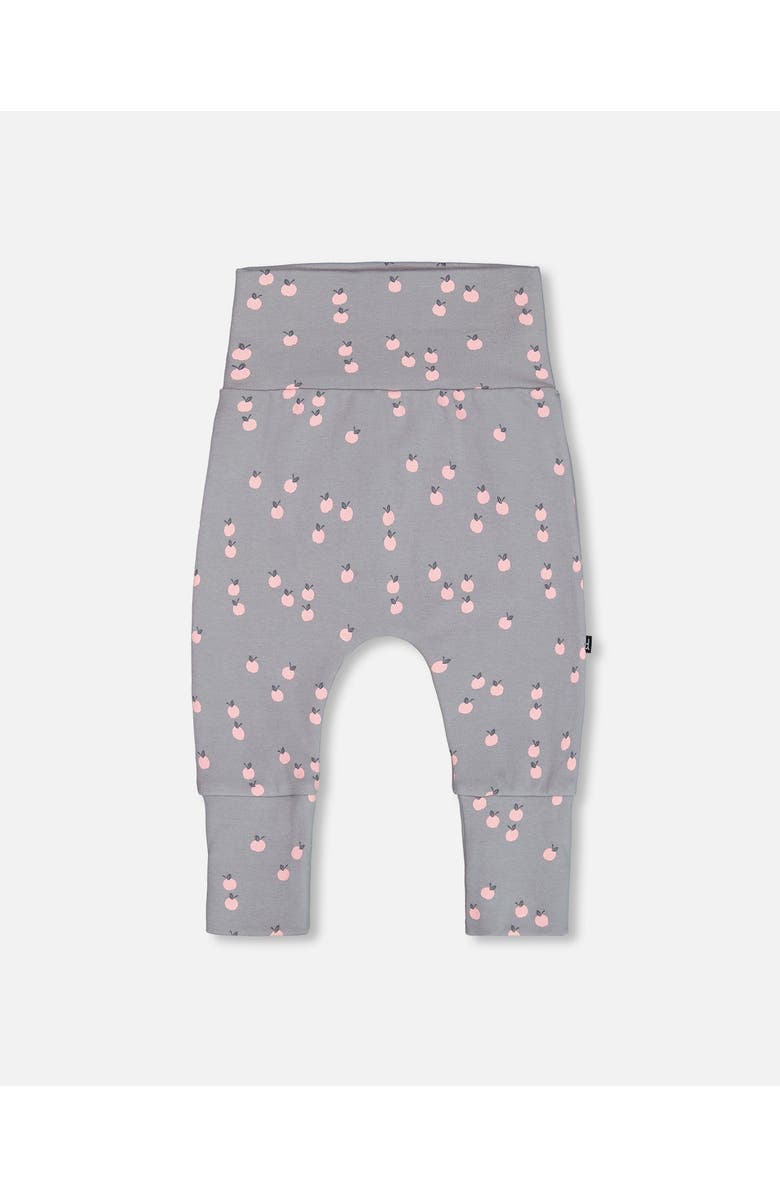 Deux par Deux Baby Girl's Organic Cotton Evolutive Pant Gray Printed Apples, Alternate, color, 