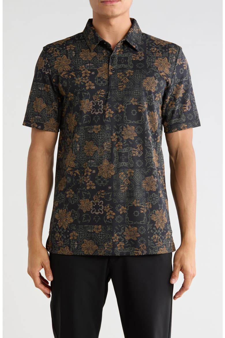 Speaking My Language Floral Polo, Main, color, BLACK