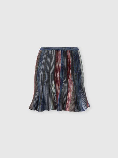 Flared Space-dye Viscose Lamé Mini Skirt