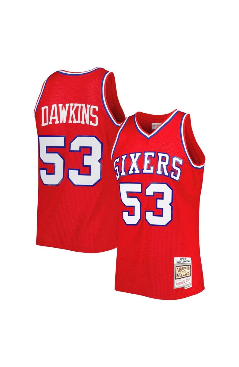 Mitchell & Ness Men's Mitchell & Ness Darryl Dawkins Red Philadelphia 76ers Hardwood Classics 1979/80 Swingman Jersey, Main, color, 