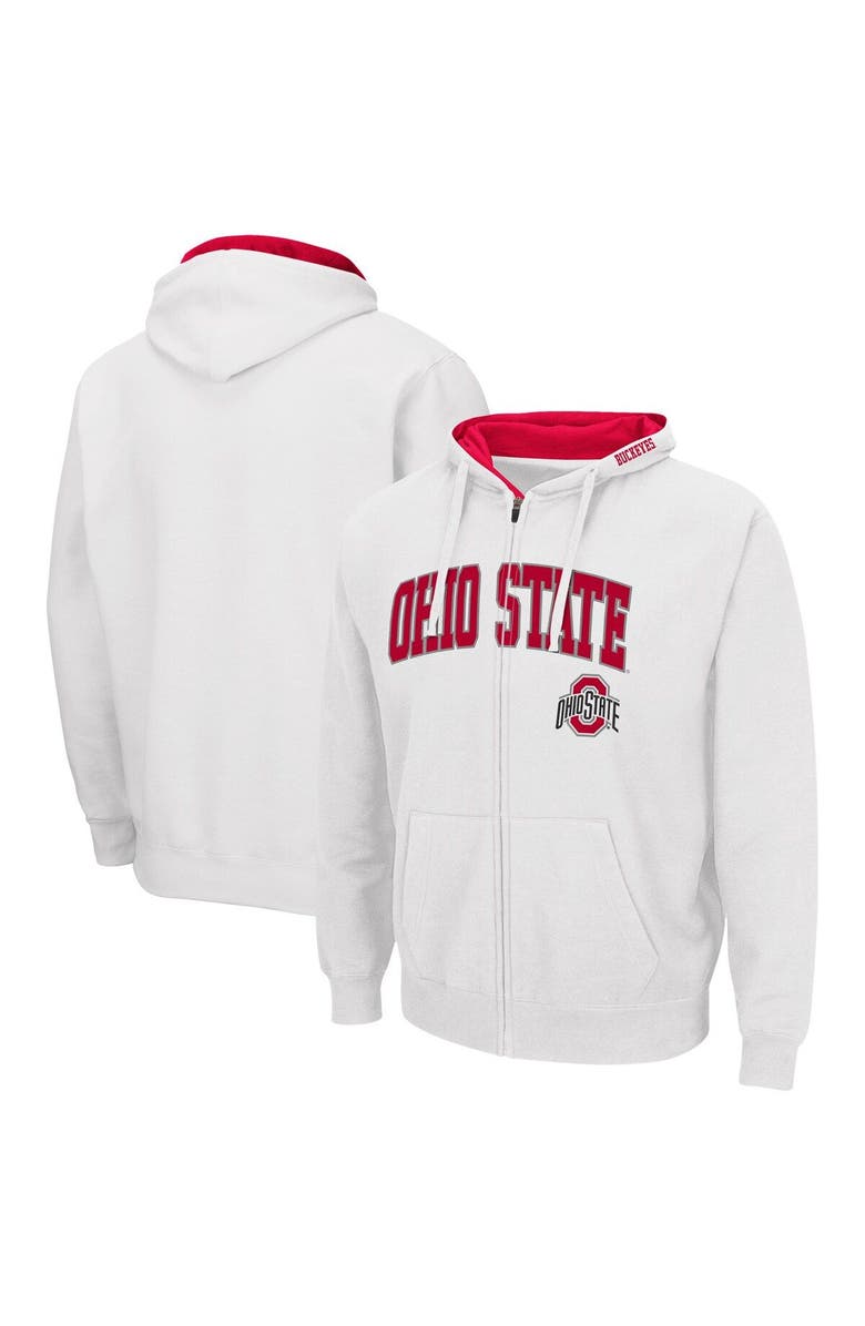 COLOSSEUM Men's Colosseum White Ohio State Buckeyes Arch & Logo 3.0 Full-Zip Hoodie, Main, color, White