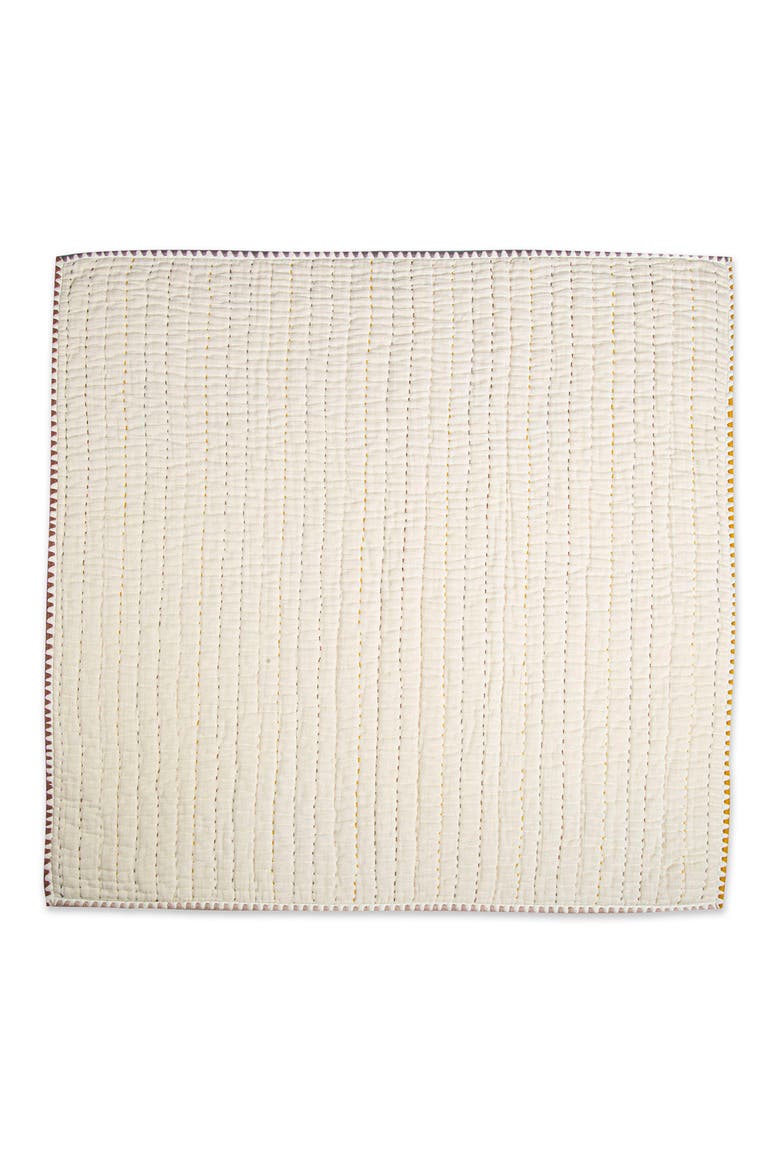 Quilted Cotton Baby Blanket, Alternate, color, TAN/ WHITE