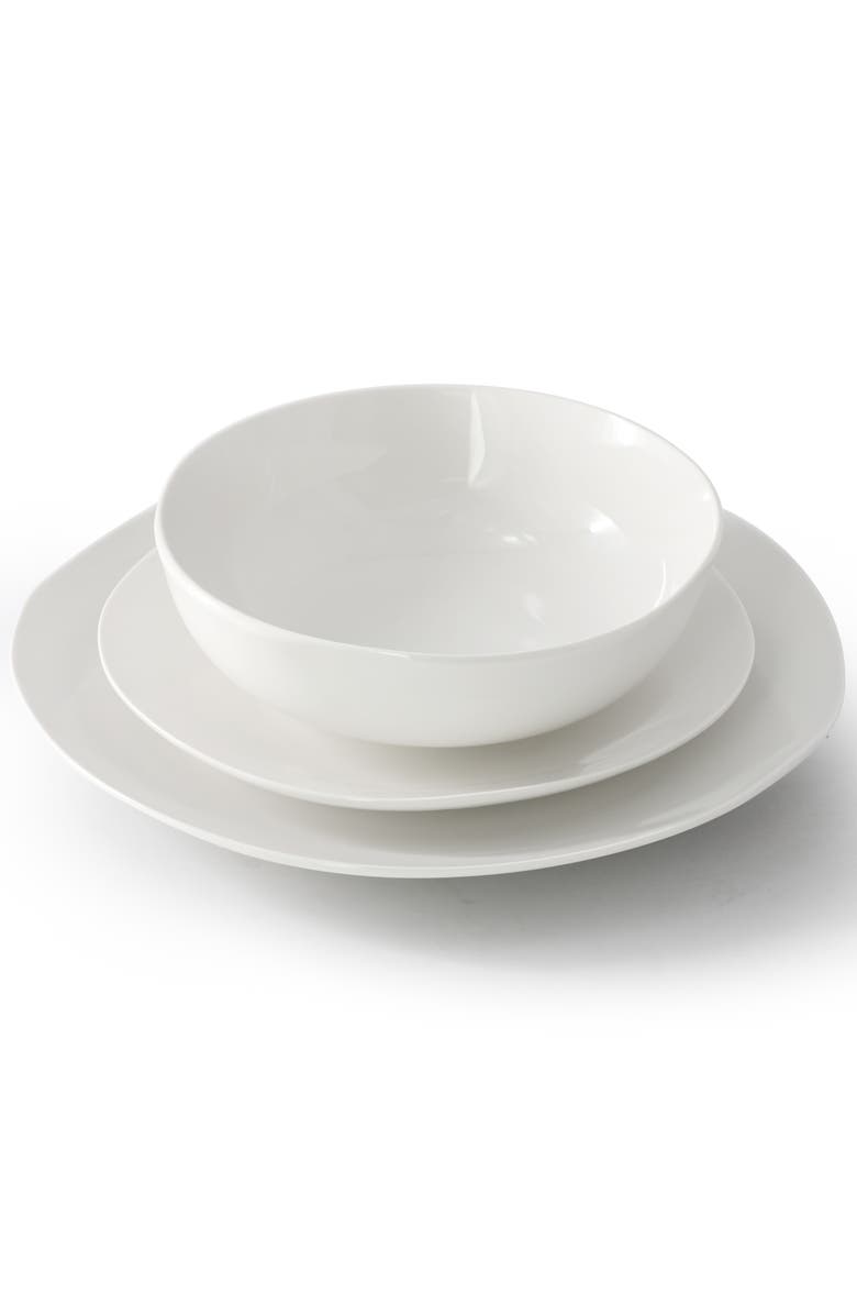 Gibson Home Aspen Drift 12 Piece Organic Round Ceramic Dinnerware Set, Alternate, color, White