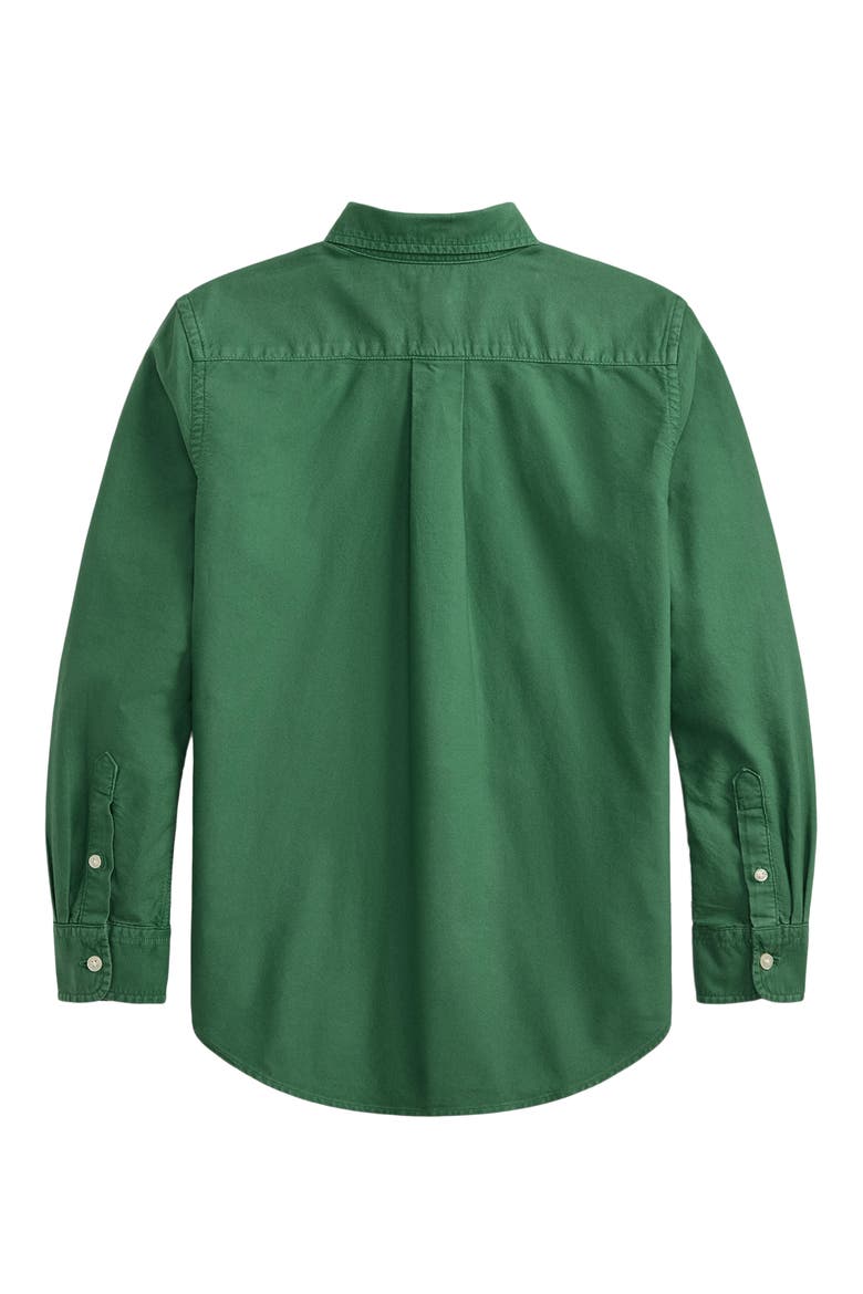 Kids' Garment Dyed Cotton Oxford Shirt, Alternate, color, VERANO GREEN