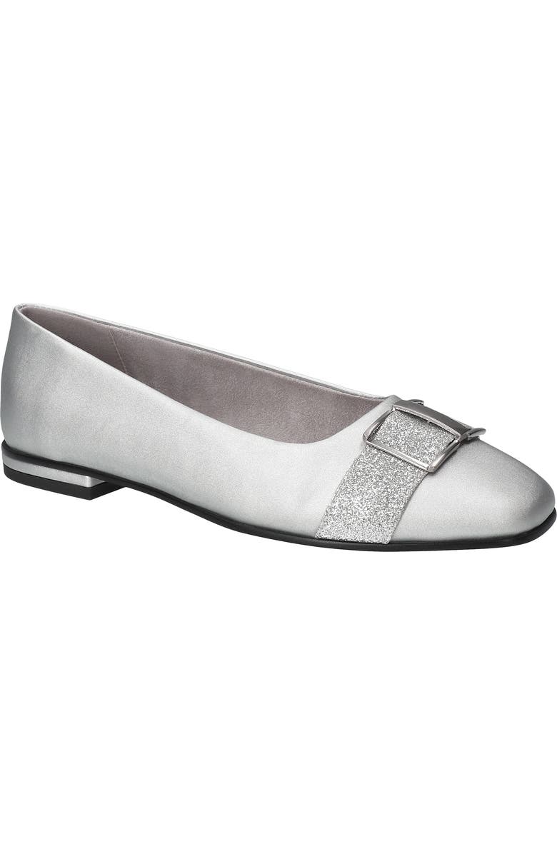 EASY STREET Keely Flat, Main, color, Silver Satin-Glitter