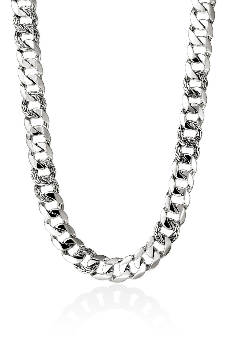 Curb Chain Necklace, 14mm, Main, color, SILVER