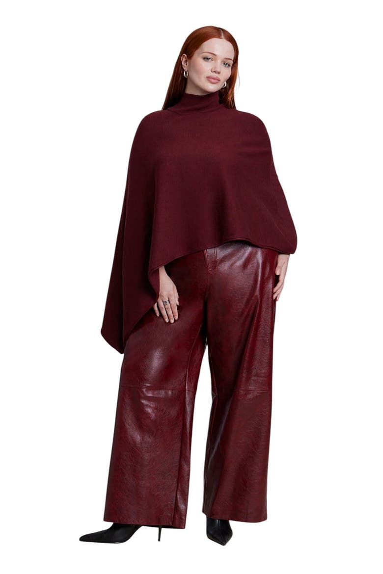 Asymmetric Turtleneck Cape (plus), Alternate, color, DARK CABERNET