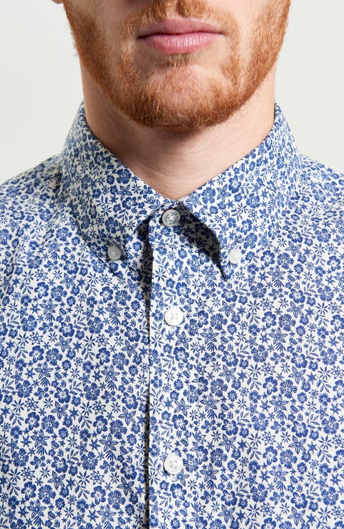 Ben Sherman Regular Fit Floral Organic Cotton Button-down Oxford Shirt In Ivory