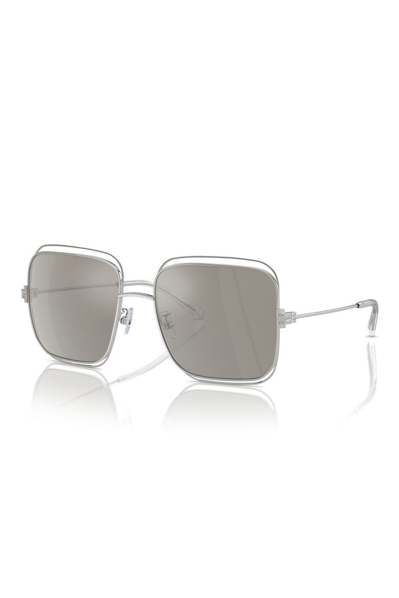 57mm Eleanor Square Sunglasses, Alternate, color, SILVER