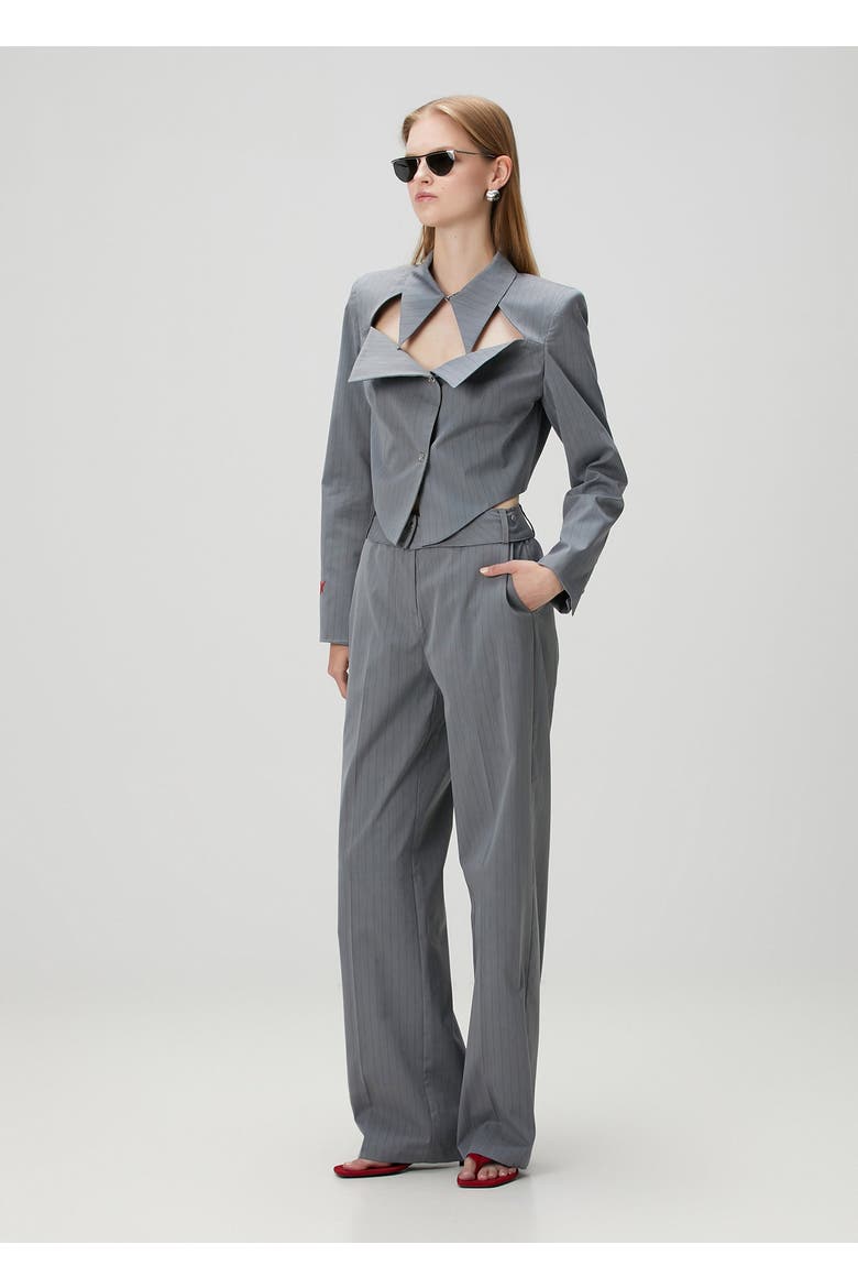 Woven Pant With Metal Button, Alternate, color, grey