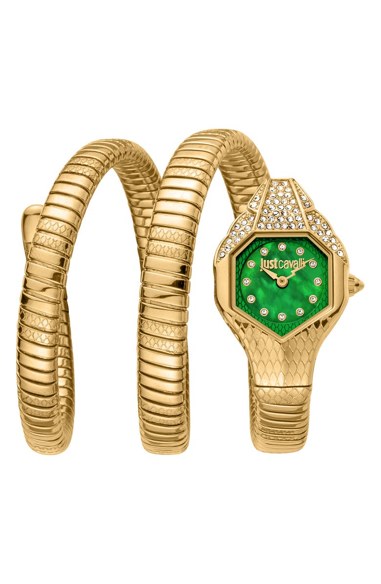 Just Cavalli Snake Bracelet Watch, 22mm x 35mm, Main, color, Gold
