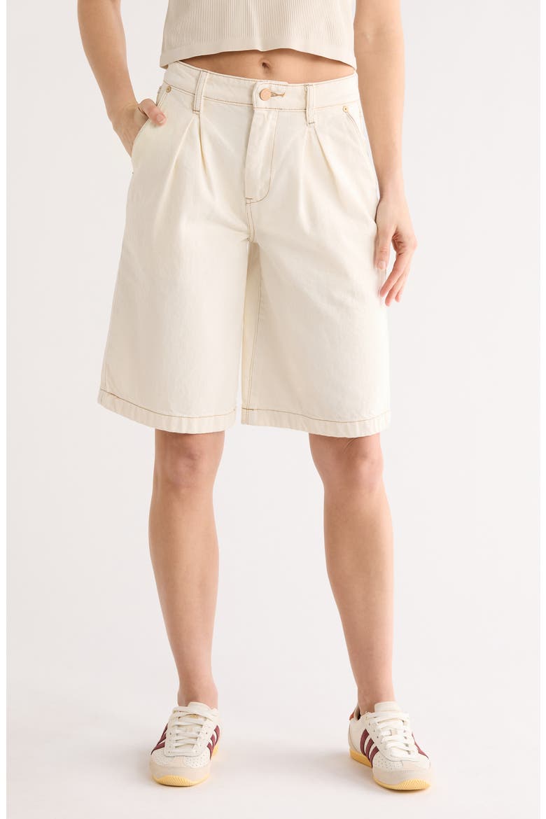 Pleated Front Denim Bermuda Shorts, Main, color, CAKETOPPER
