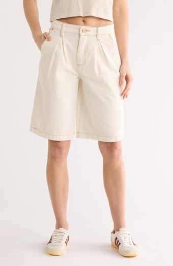 BLANKNYC Pleated Front Denim Bermuda Shorts