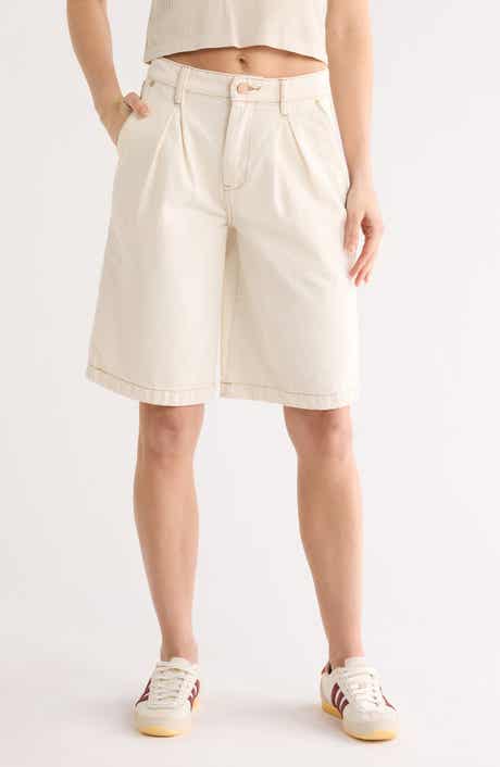 BLANKNYC Pleated Front Denim Bermuda Shorts