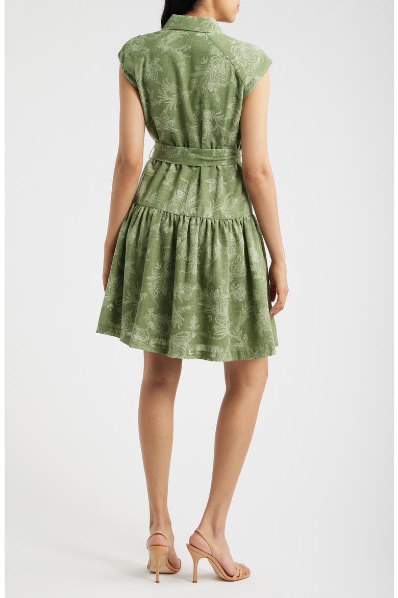 Floral Cap Sleeve Shirt Dress, Alternate, color, GREEN MULTI