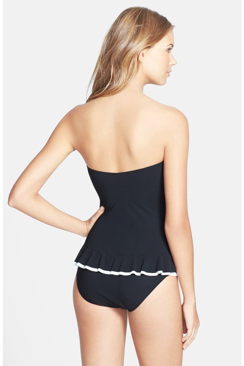 'Cabaret' Bandeau Swimdress, Alternate, color, BLACK WHITE