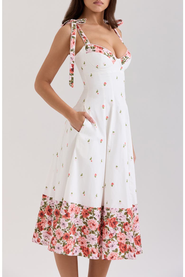 Emely Embroidered Cotton Midi Sundress, Alternate, color, WHITE