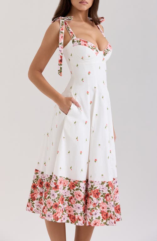 House Of Cb Emely Embroidered Cotton Midi Sundress In White