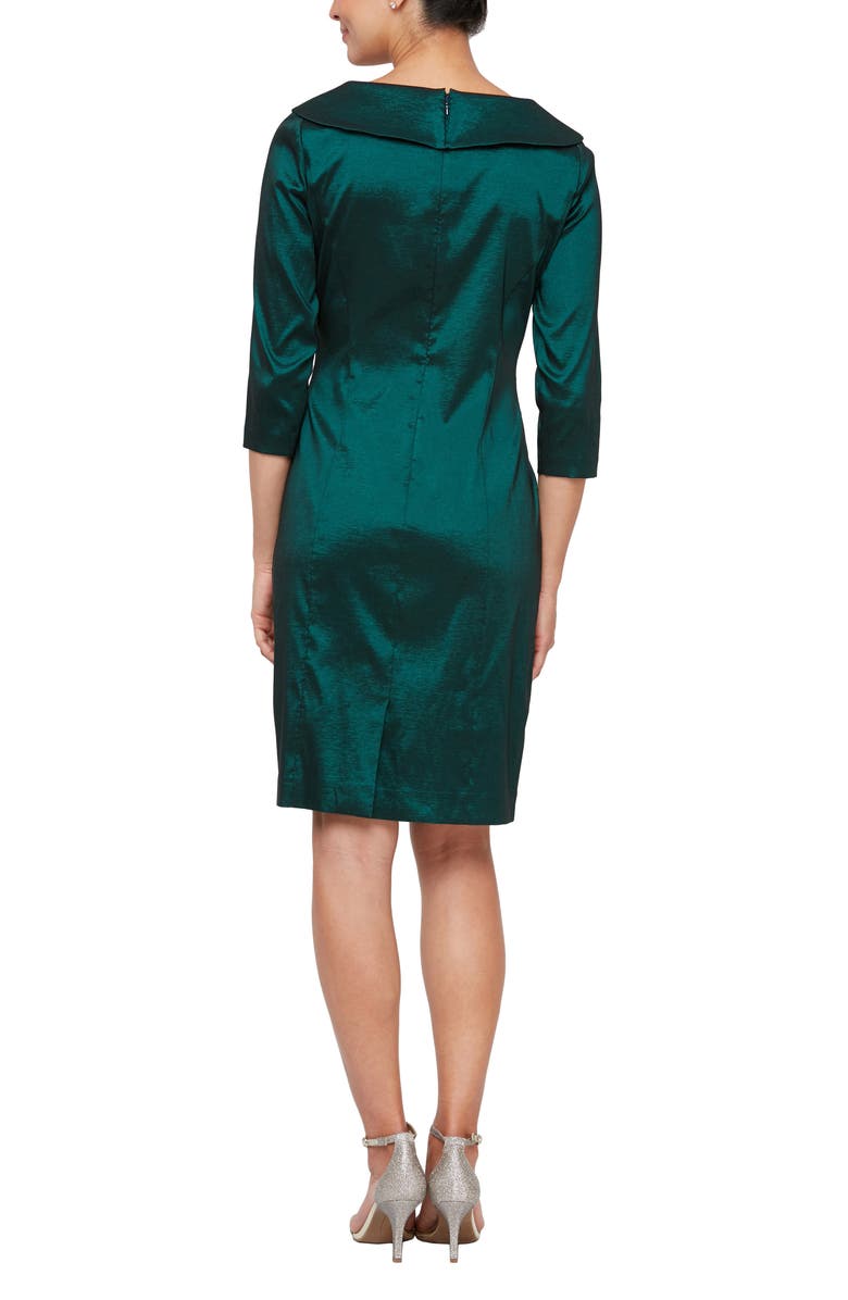 Alex Evenings Taffeta Sheath Cocktail Dress, Alternate, color, Emerald Green