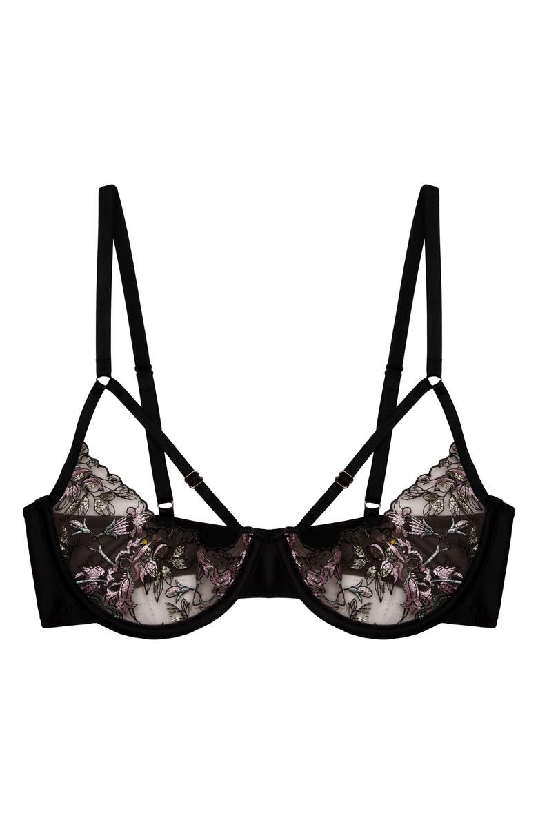 Playful Promises Mayla Embroidered Mesh Open Cup Underwire Bra, Alternate, color, 