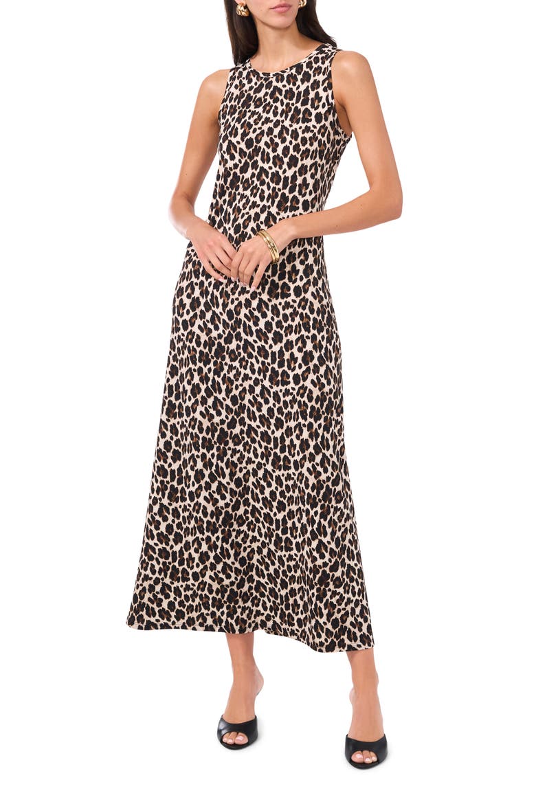 Leopard Print Sleeveless Maxi Dress, Main, color, RICH BLACK LEOPARD