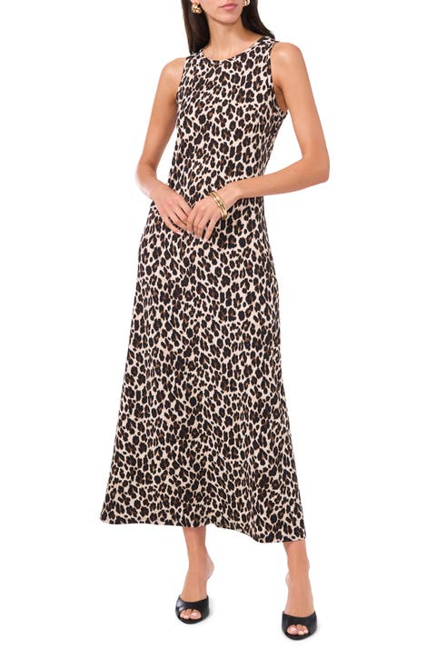 Leopard Print Sleeveless Maxi Dress