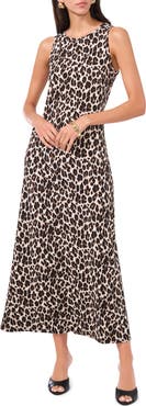 Vince Camuto Leopard Print Sleeveless Maxi Dress