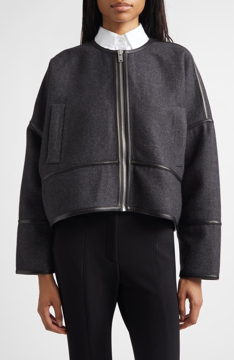 Proenza Schouler Ticiana Wool Blend Twill Jacket, Main, color, Charcoal Melange