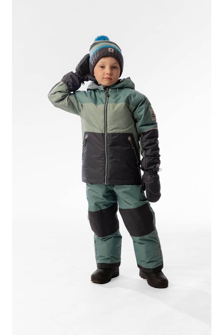 Colorblock Lightweight Jacket & Foot Strap Pants Two Piece Snowsuit, Alternate, color, Sage Green