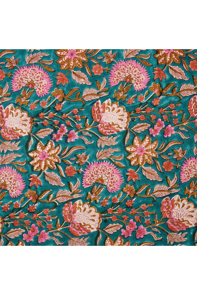 Stabaka Blockprint Tablecloth, Alternate, color, Teal
