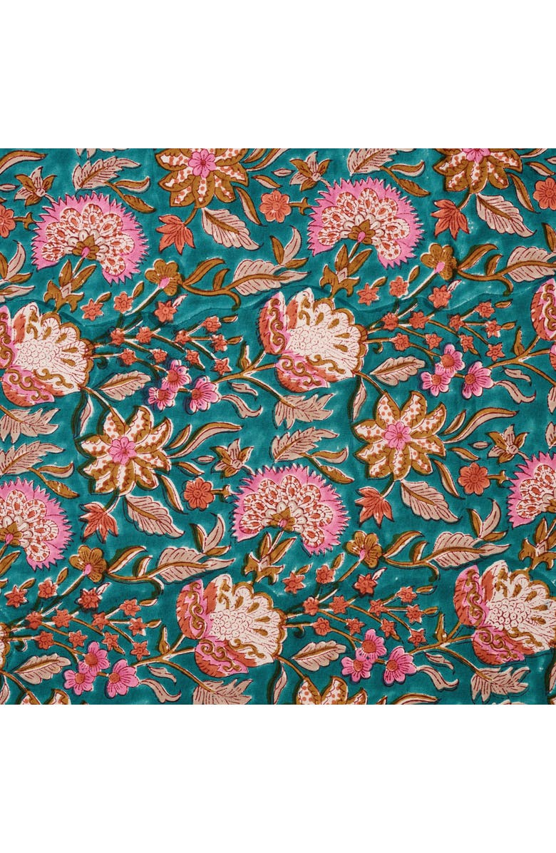 Ten Thousand Villages Stabaka Blockprint Tablecloth, Alternate, color, Teal