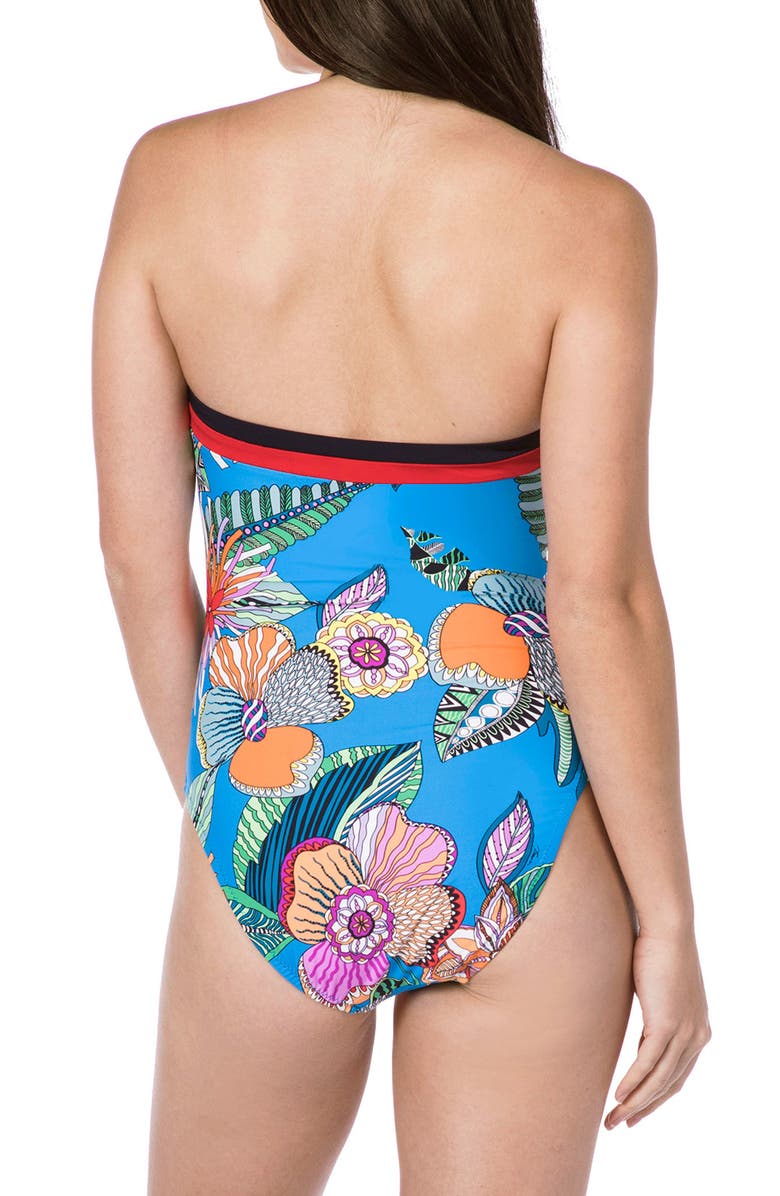 Trina Turk Tahiti Tropical Bandeau Maillot, Alternate, color, 