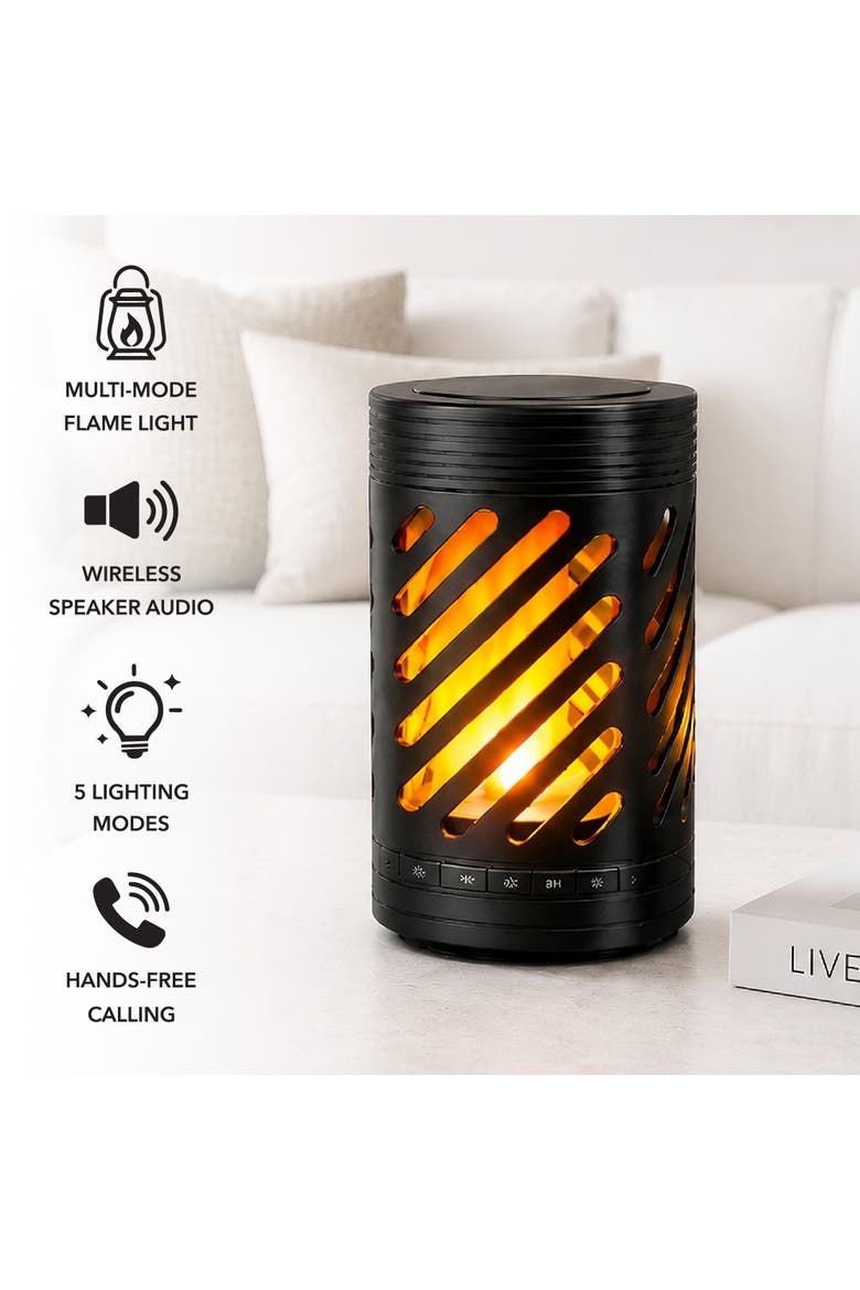 2-in-1 Ambient Flame Lantern Speaker, Alternate, color, Black