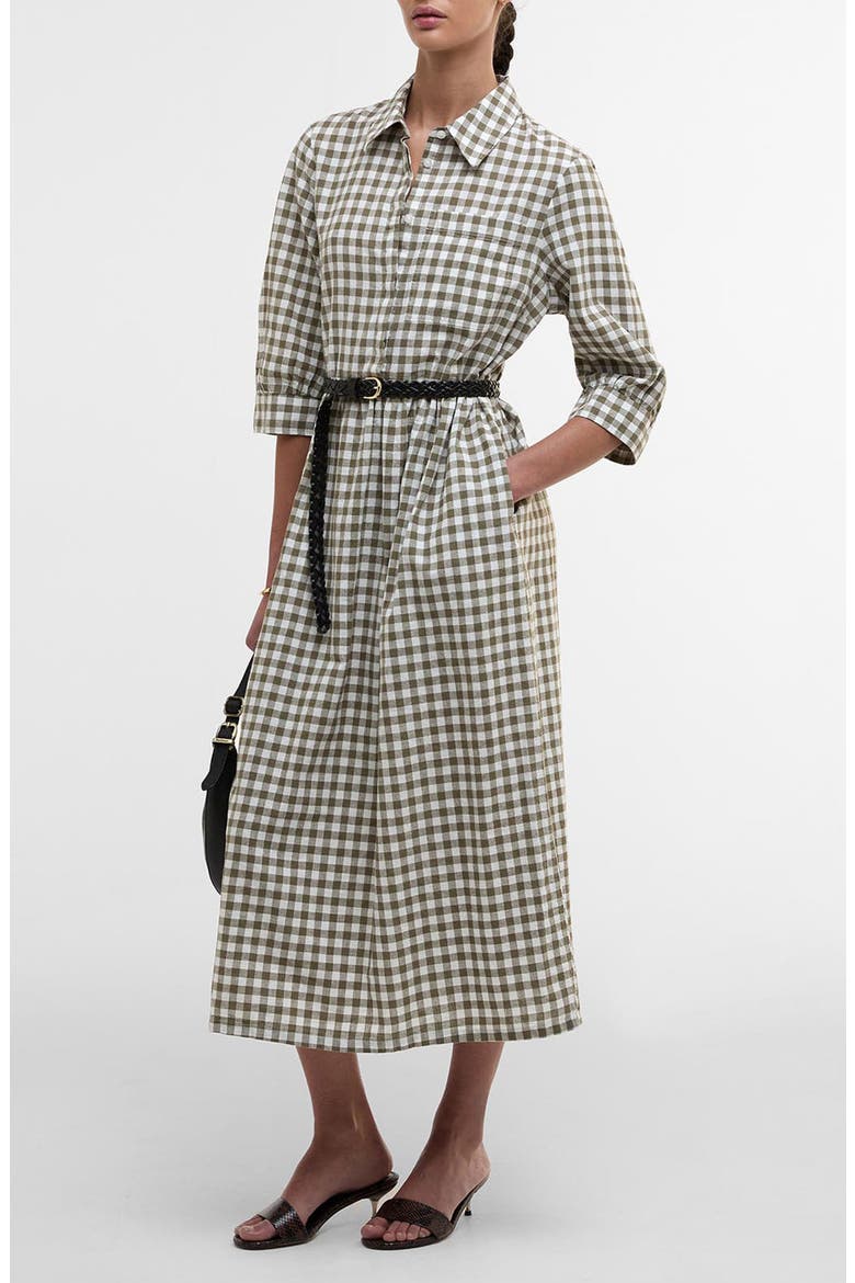 Adele Gingham Shirtdress, Alternate, color, DUSKY GREEN CHECK