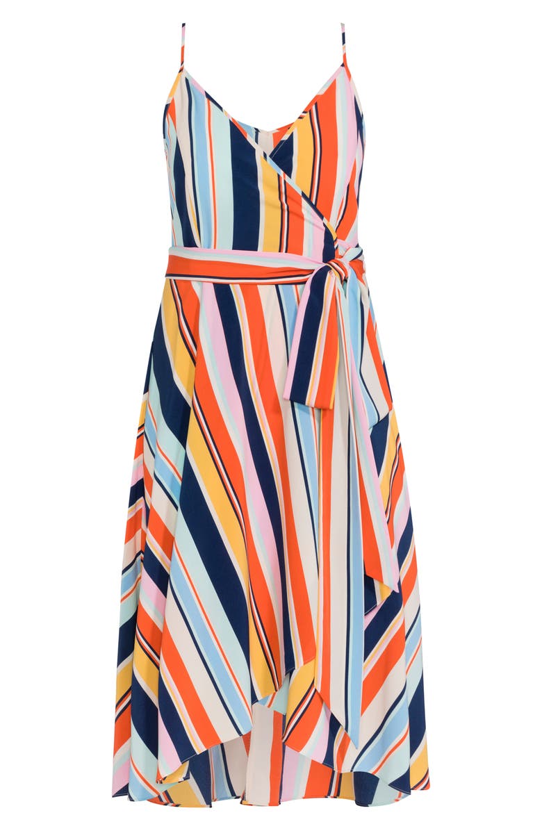 City Chic Freedom Stripe Wrap Dress, Alternate, color, 