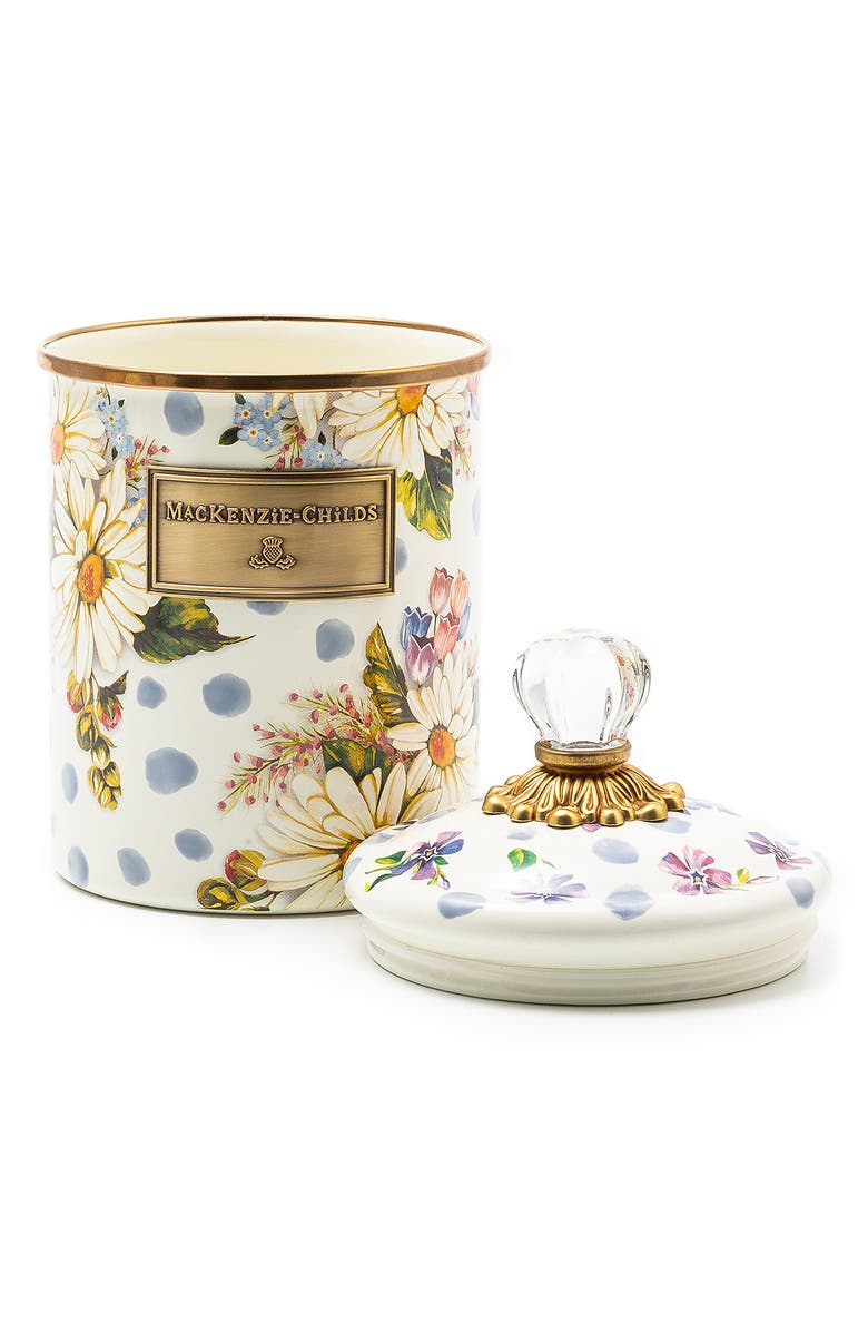 MACKENZIE CHILDS Wildflowers Medium Enamel Canister, Alternate, color, White Multi