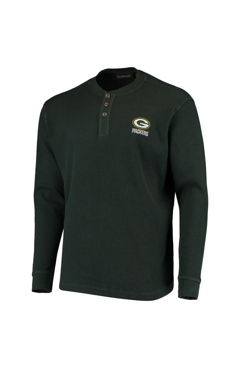 DUNBROOKE Men's Dunbrooke Green Green Bay Packers Logo Maverick Thermal Henley Long Sleeve T-Shirt, Alternate, color, 