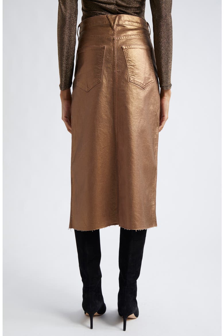 Victoria Front Slit Metallic Midi Skirt, Alternate, color, ANTIQUE BRASS