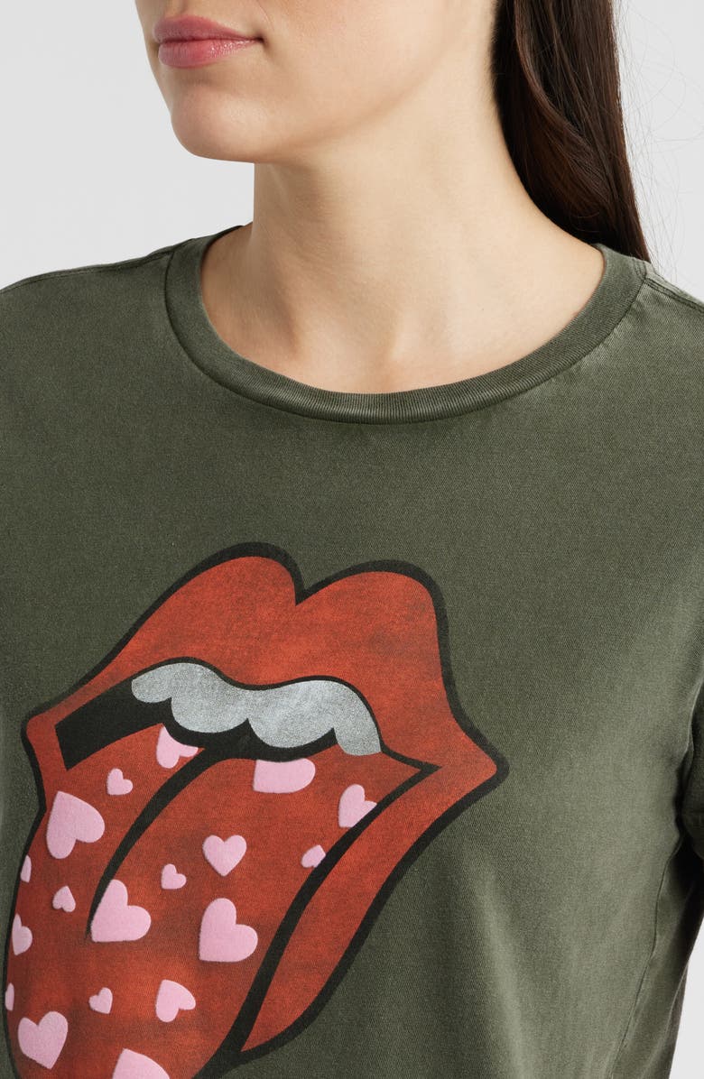 Lucky Brand Rolling Stones Heart Lip Class Cotton Graphic T-Shirt, Alternate, color, Peat