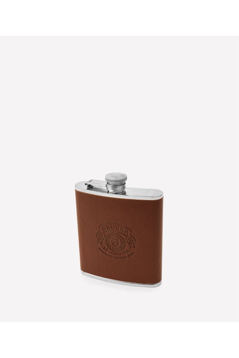 Leather Wrapped Flask, Alternate, color, Vintage Chestnut Leather