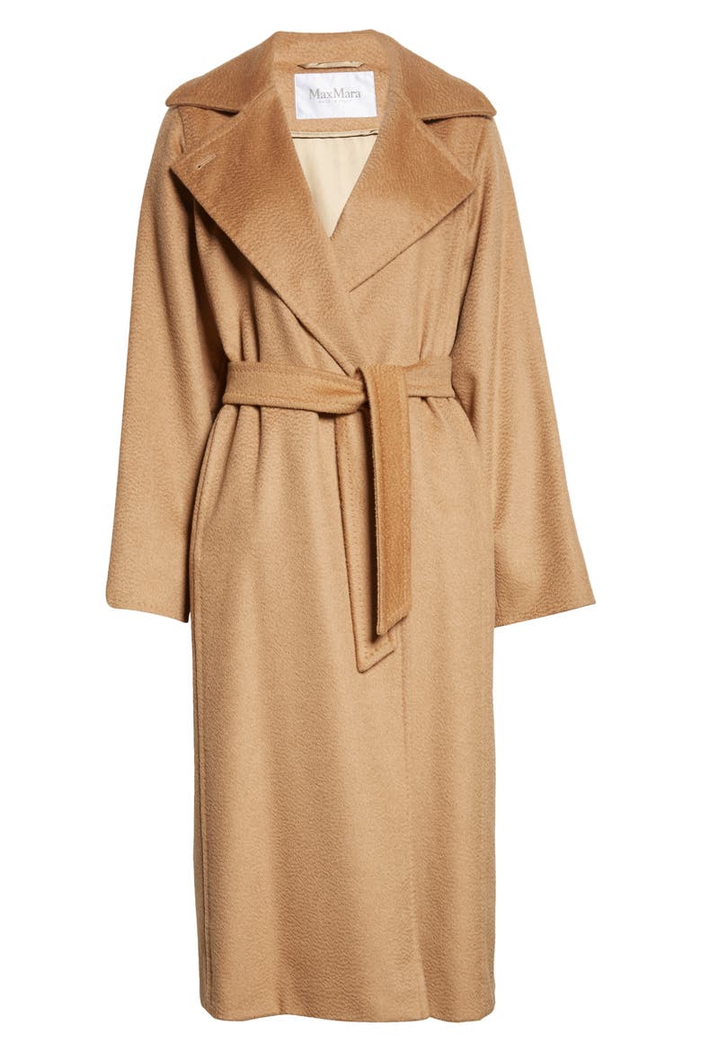 Manuela Camel Hair Wrap Coat, Alternate, color, CAMEL