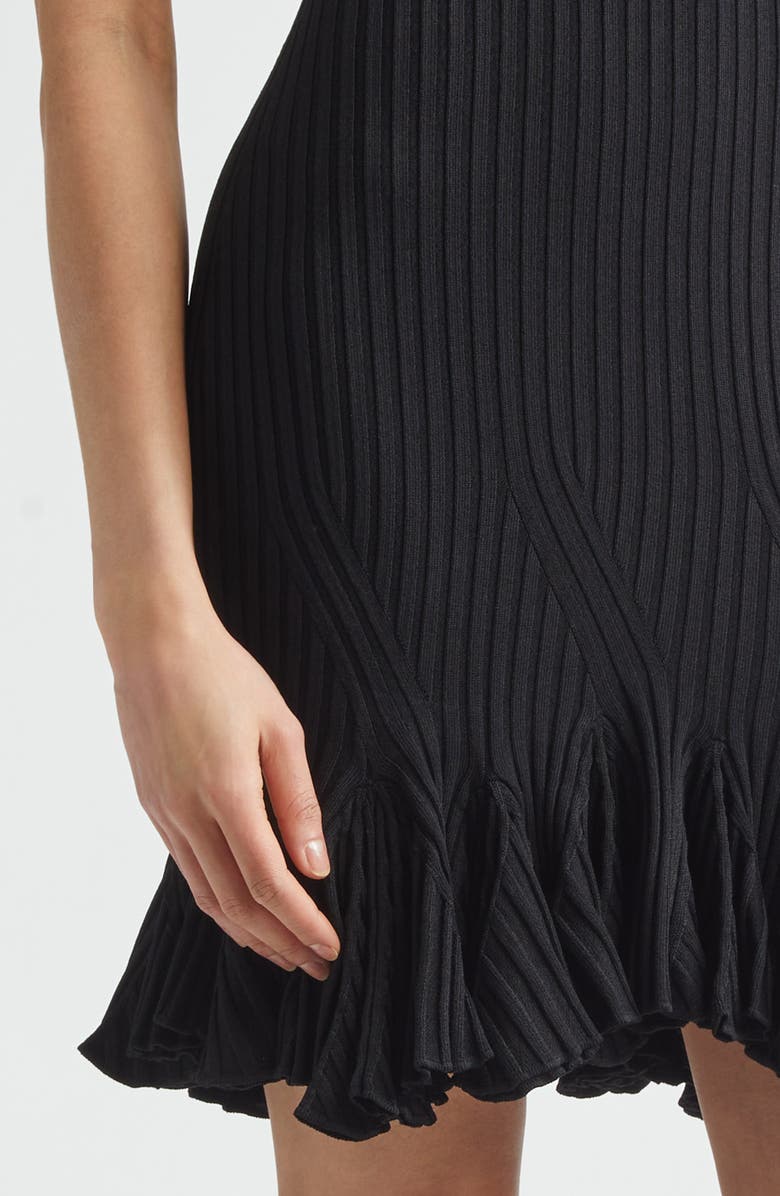 Proenza Schouler Leandra Short Sleeve Rib Sweater Dress, Alternate, color, Black